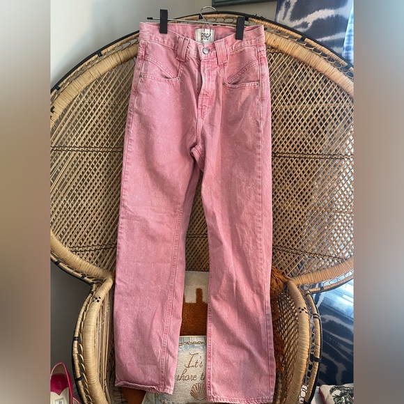 🤠Urban Outfitters BDG Issa Cowboy Jeans Hi Waisted Straight Leg Pink Washed 27🎀 - Picture 4 of 11